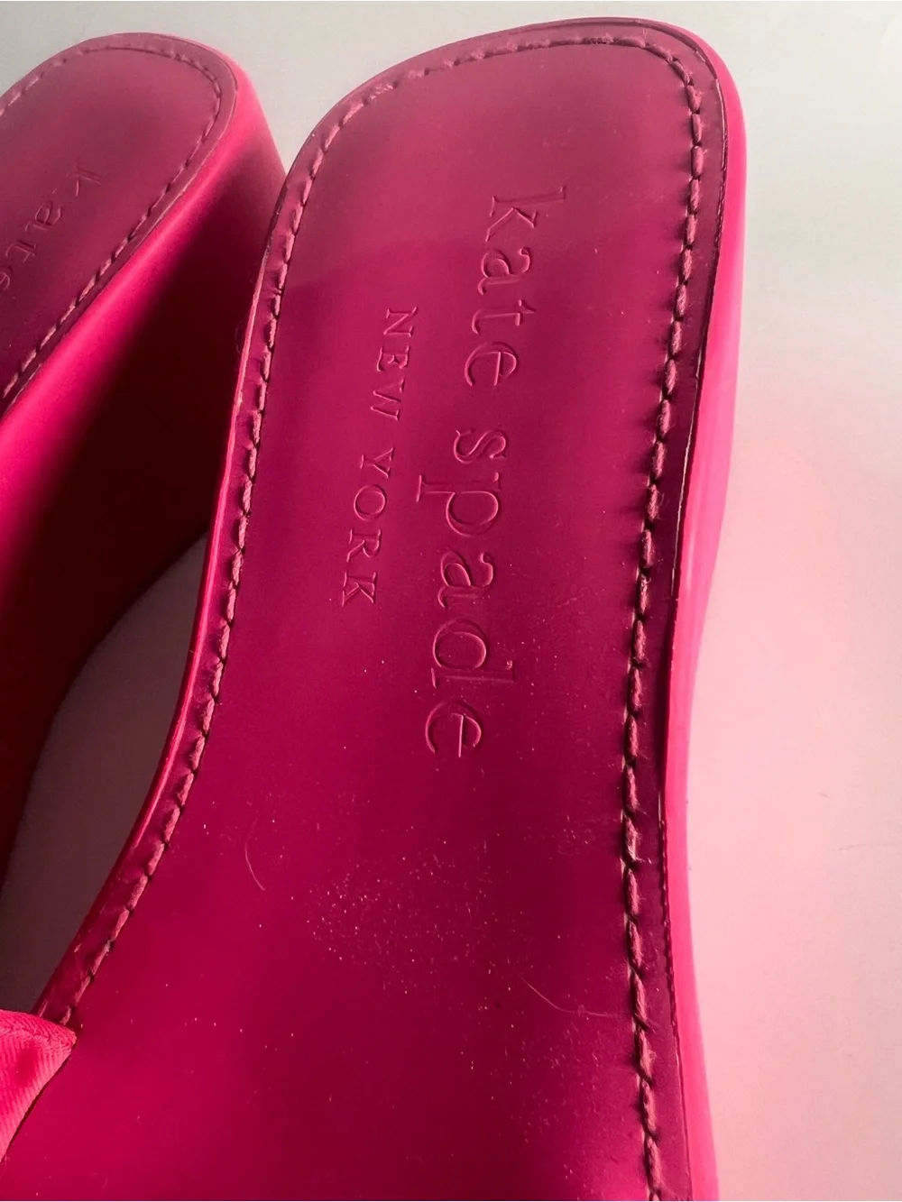Kate Spade Hot Pink Bow Slide Wedge Sandals Size 9.5